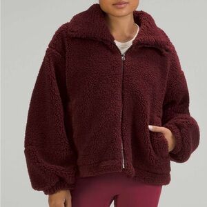 Lululemon Cinchable Fleece Zip-Up in Red Merlot